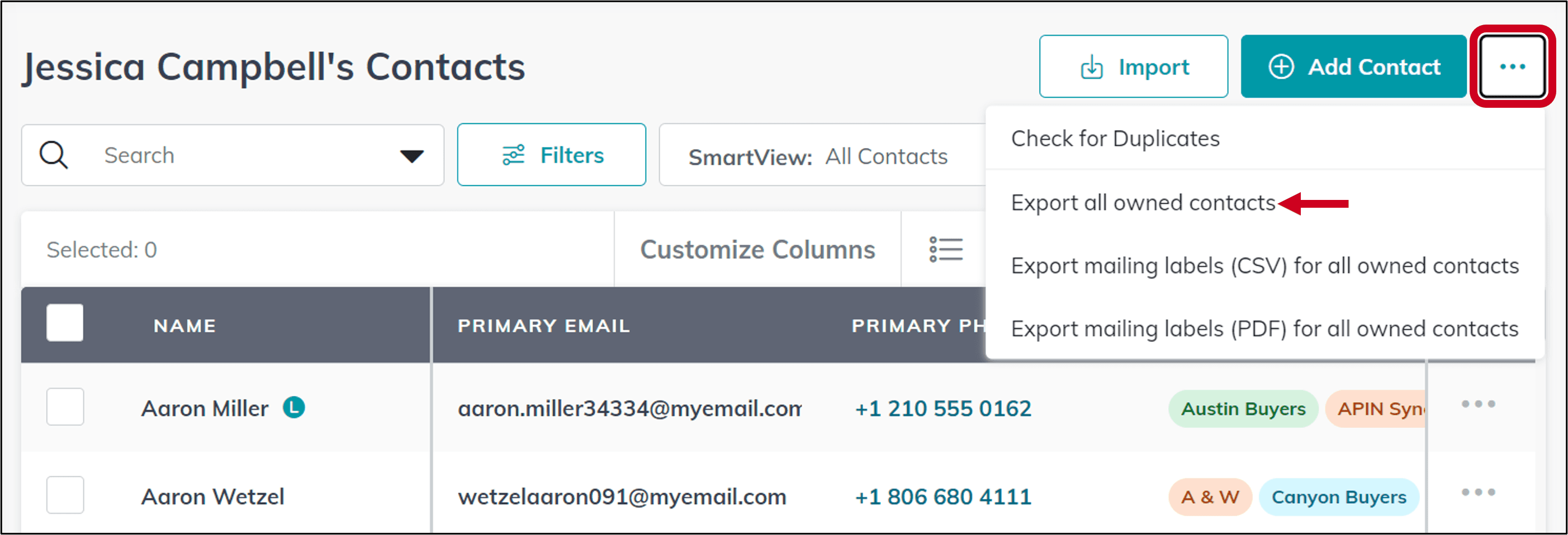 How To Export Contacts In KW Command